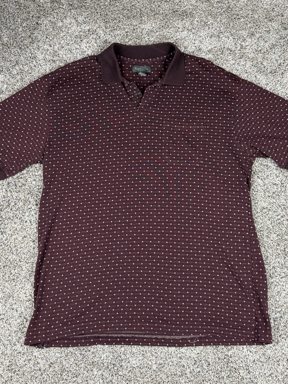 Van Heusen Men's Burgundy Polo with Micro Dot Print